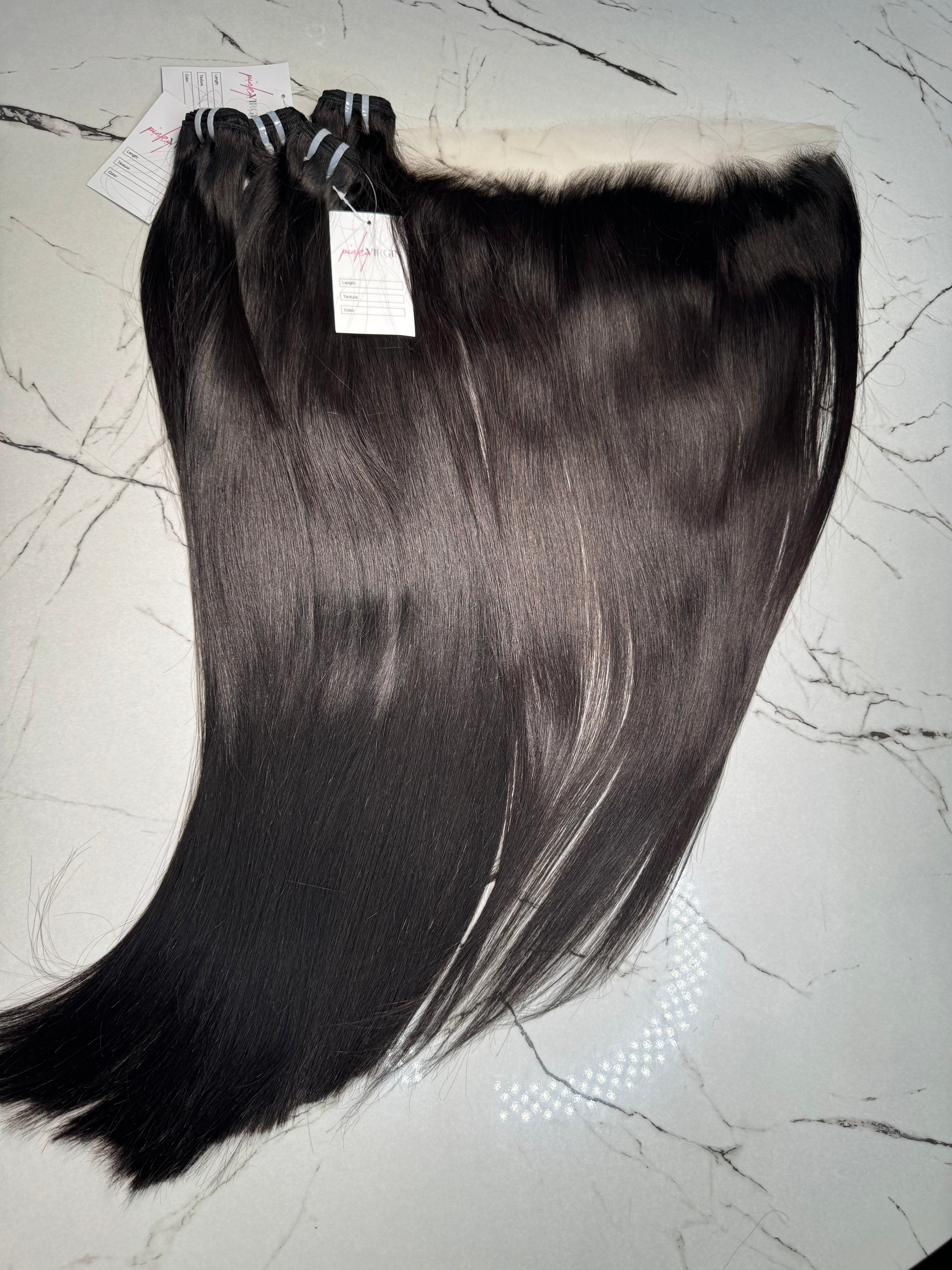 4 Straight Bundle Deal + 13x4 HD Frontal/ Lux Mink – Pinky Virgin